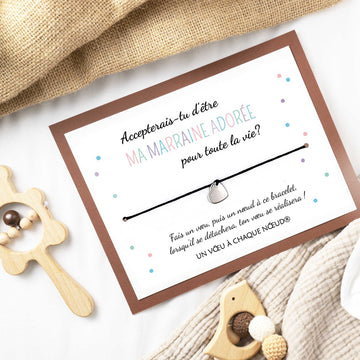 Annonce Marraine - Carte et Bracelet Porte Bonheur